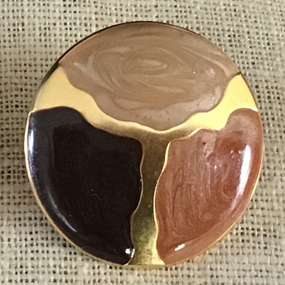 Vintage 80’s Earthy & Gold Tone Pierced Earrings Round Lightweight - Picture 5 of 16